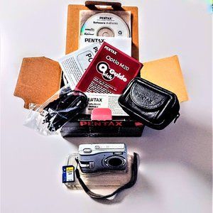 PENTAX OPTIO M20 ~ 7.0 MP DIGITAL CAMERA ~ Box, Accessories, Case -TESTED/WORKS
